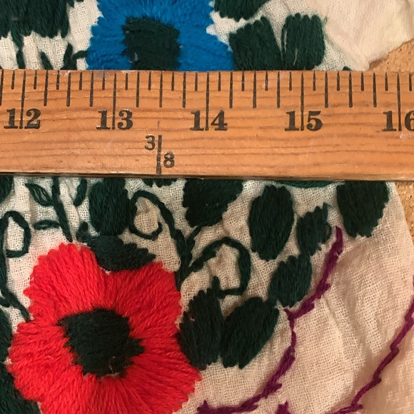 Mexican Embroidered Floral White Dress Unsized Fits XS Petite - Picture 12 of 14